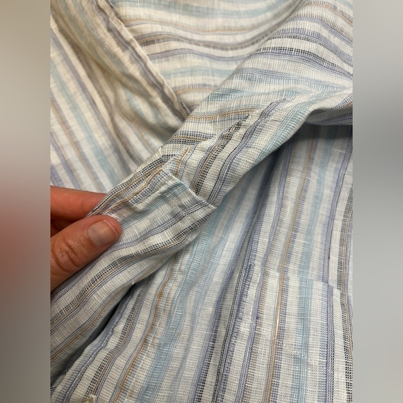 Jos. A. Bank 100% Linen Pastel Spring Striped Short Sleeve Button Up Shirt XL - Picture 5 of 8